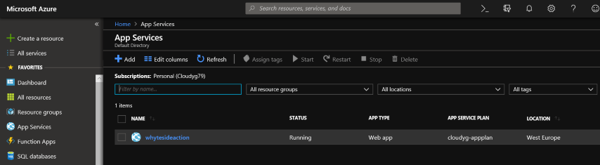 Grav in Azure part 3 - Creating an Azure Web App with code deployed from Git